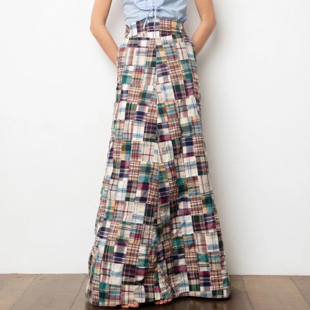 J. CREW COLLECTION RARE Madakat Cotton Patchwork Madras Wrap Skirt - Picture 7 of 7